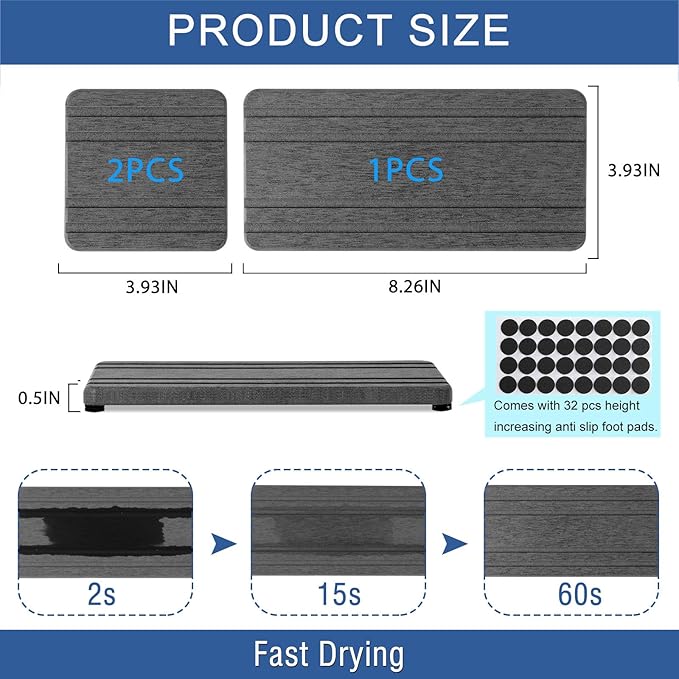 3PCS Water Absorbing Stone Tray, DryingNeat Diatomite Stone Sink Tray, Instant - Image 6