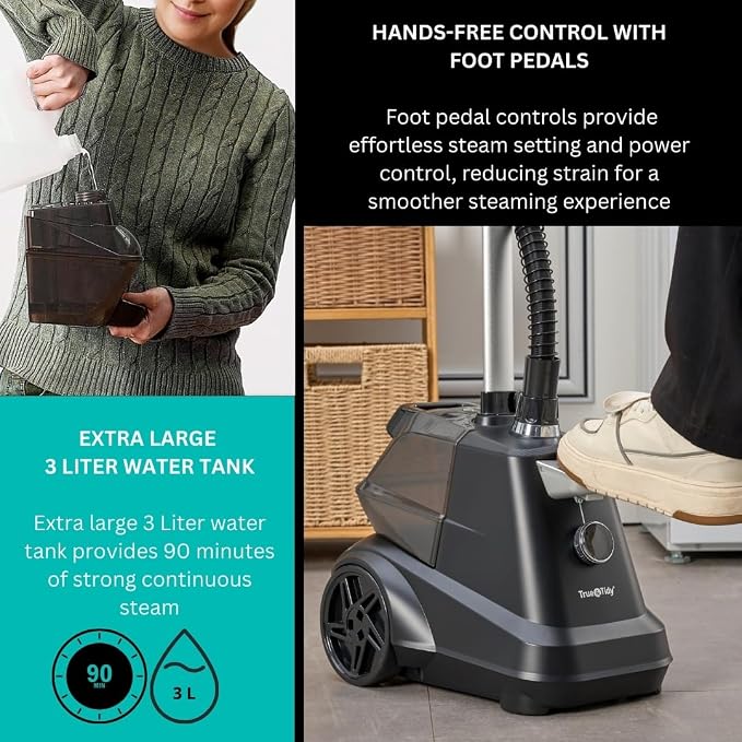 True & Tidy® Heavy-Duty Industrial Standing Garment Steamer - Image 8
