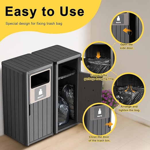 Outdoor Double Barrel Trash Can, Waterproof Resin Garbage Can - Image 7