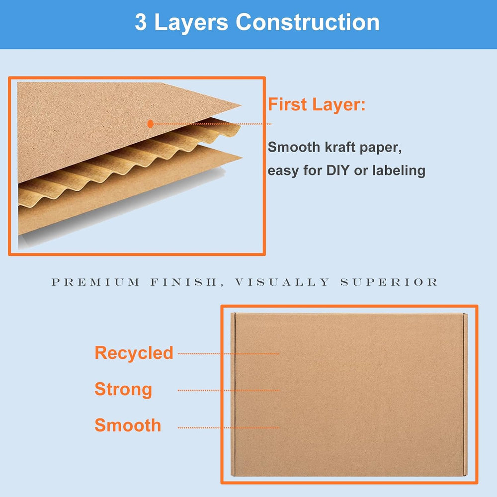 Wowxyz Shipping Boxes 17x11x2" 20 Pack Brown Corrugated Cardboard Mailer
