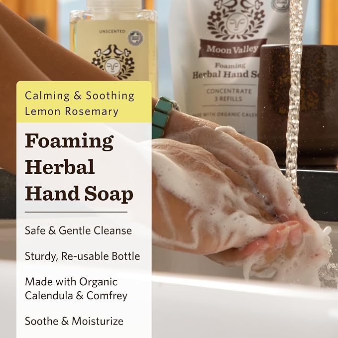 Moon Valley Herbal Foaming Hand Soap, Lemon Rosemary Two Pack, Recyclable Bottle - Image 2