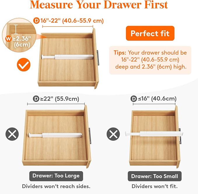 Lifewit 10 Pack Kitchen Drawer Dividers 2.36" High, Plastic Expandable - Image 4