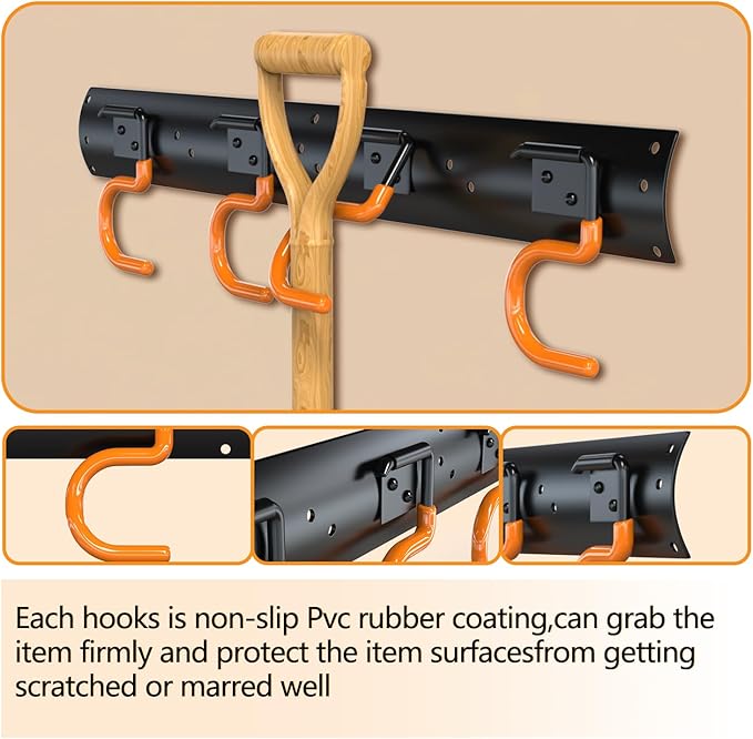 3-H 24×16" All Metal Garden Tool Organizer, Garage Tool Organizer, Broom Holder - Image 3