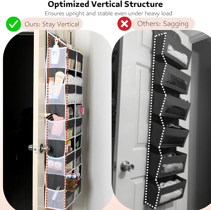 2 Pack Over the Door Organizer 5 Tiers, Extra Large Behind Door Storage of 10 - Image 5
