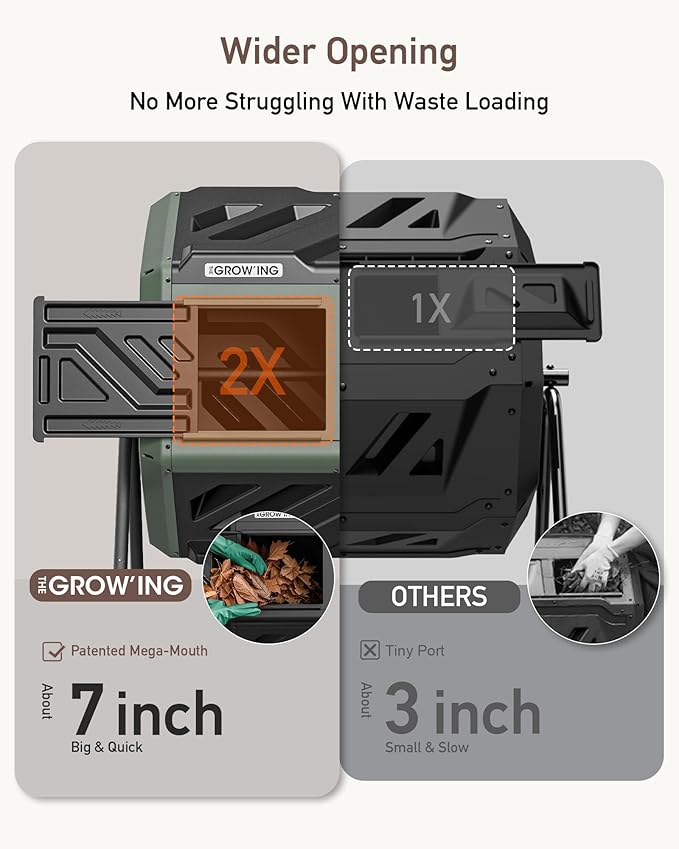THEGROW'ING Updated 43 Gallon Compost Bin Outdoor, Fast Assemble Tumbling - Image 3