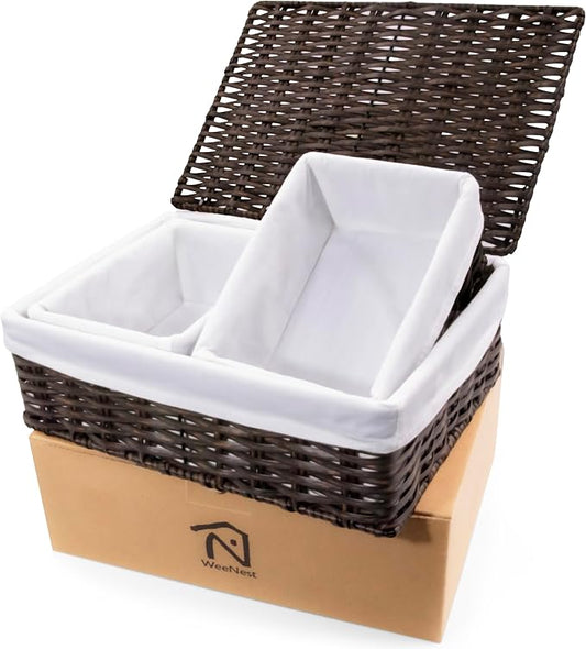 Baskets for Organizing, Undershelf Wicker Storage, Hand Woven Organizer for by WeeNest