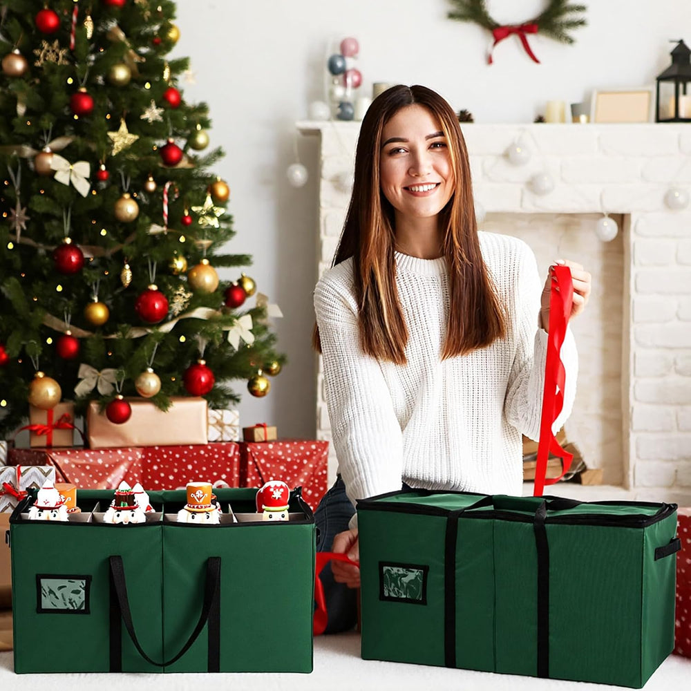Soaoo 3 Pcs Christmas Nutcracker Storage Boxes,Green