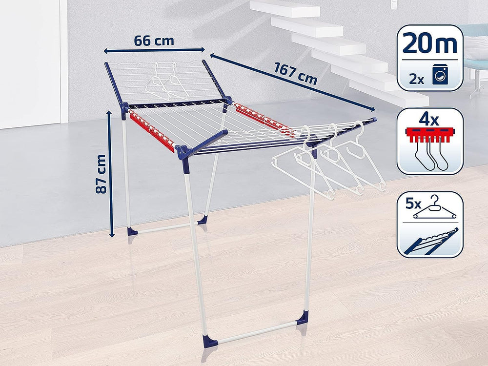Leifheit Pegasus 200 Solid Standing Clothes Airer with Accessories, Folding C...