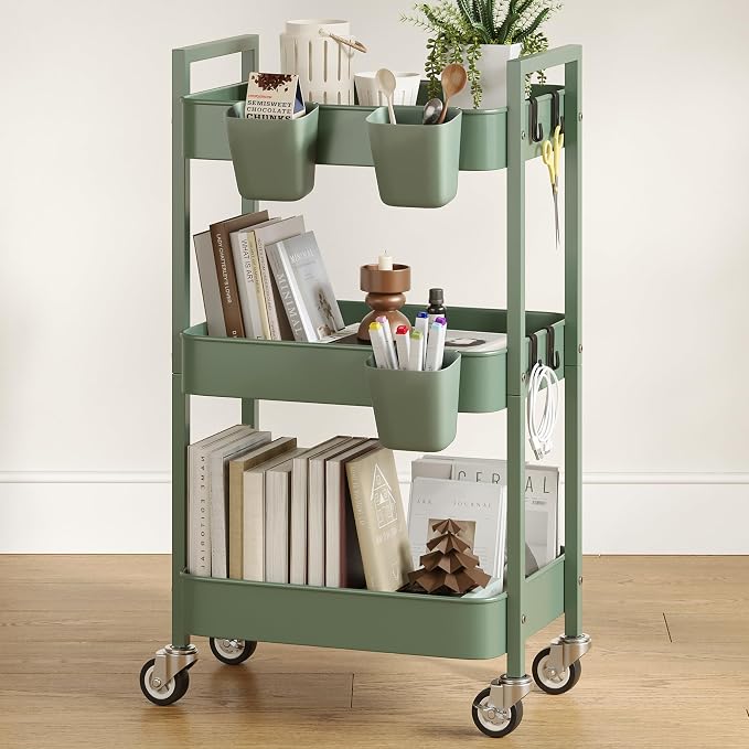 3 Tier Rolling Cart, Utility Cart by Nunsino