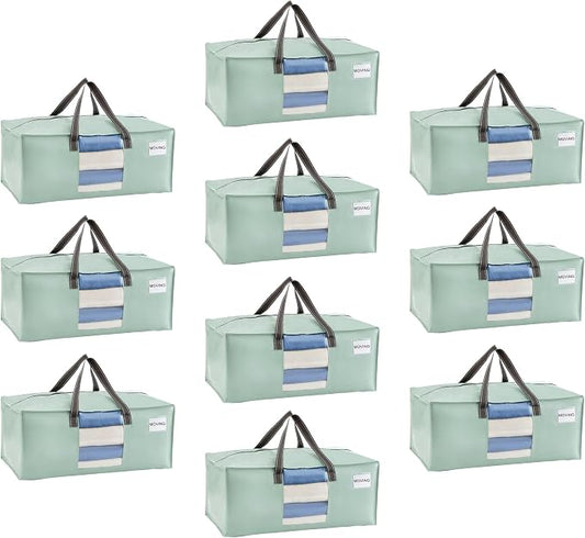 VENO 10 Pack Moving Bags for College, Heavy-Duty Storage Totes, Moving Boxes by Veno