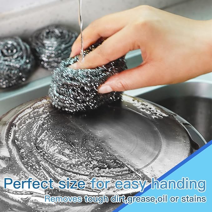 6pcs Stainless Steel Scrubber 2pcs Heavy Duty Scrub Sponges 1pcs Dish Clean - Image 4