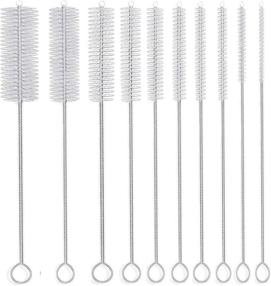 Long Straw Brush, Nylon Pipe Tube Cleaner 8-ihch 10 Different Diameters Set of by DESIN