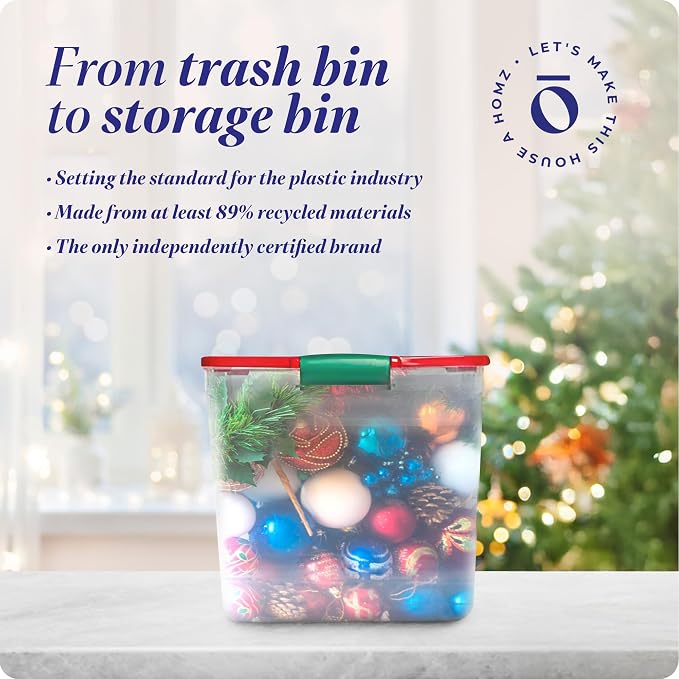HOMZ 4-Pack Holiday Tote, Plastic Storage Organizer Bins - Image 7
