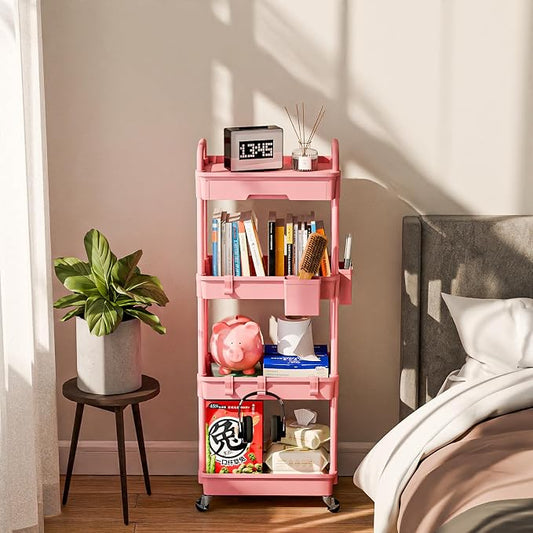 4 Tier Rolling Cart Organizer, Art Craft Diaper Bedside Snack Laundry Room - Image 2