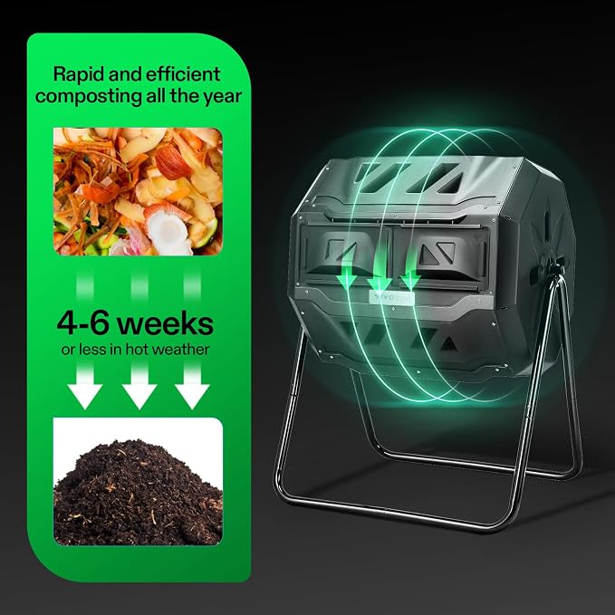 VIVOSUN Outdoor Tumbling Composter Dual Rotating Batch Compost Bin, 43 Gallon - Image 7