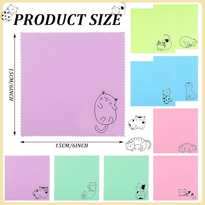 Sinmoe 20 Pcs Microfiber Cleaning Cloth Cute Kitty Cat Design Microfiber Cloth - Image 2