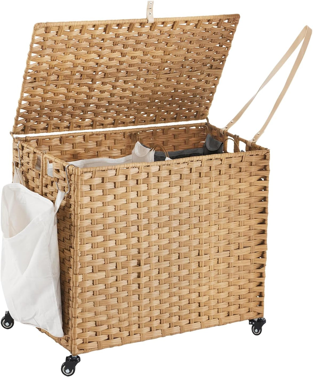 Laundry Hamper with Wheels, 34.3 Gallon(130L) Rolling Laundry Basket with Lid...