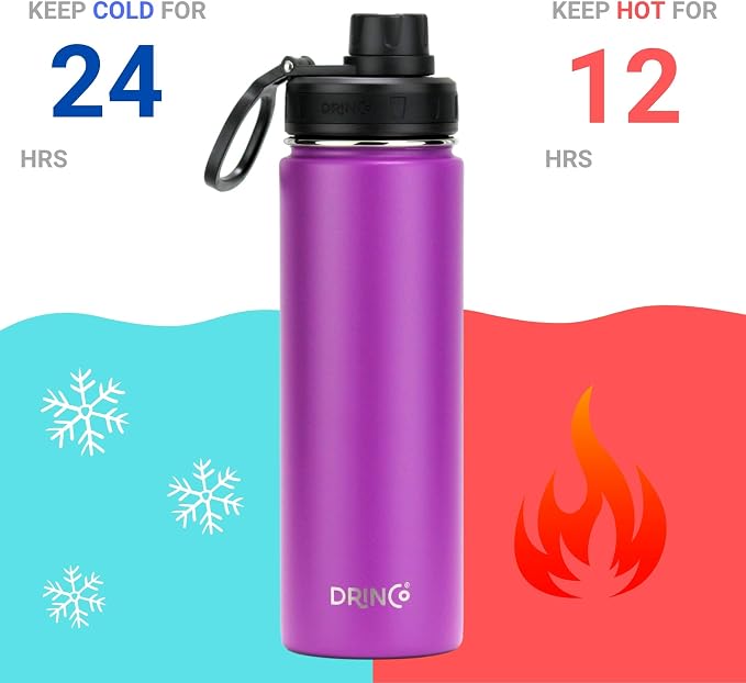 DRINCO Stainless Steel Water Bottle Spout Lid Vacuum Insulated Double Wall - Image 4