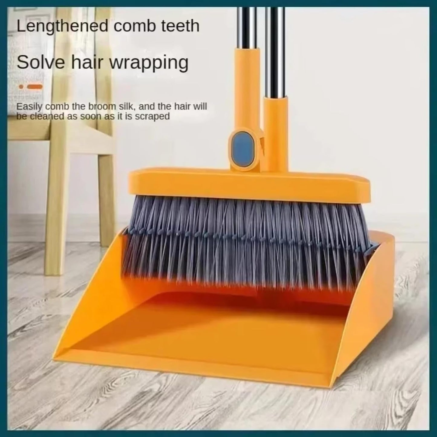 Foldable Broom and Dustpan Set, Compact Wall Mountable with Extra Stiff Bristles for Easy Storage & Cleaning (White)
