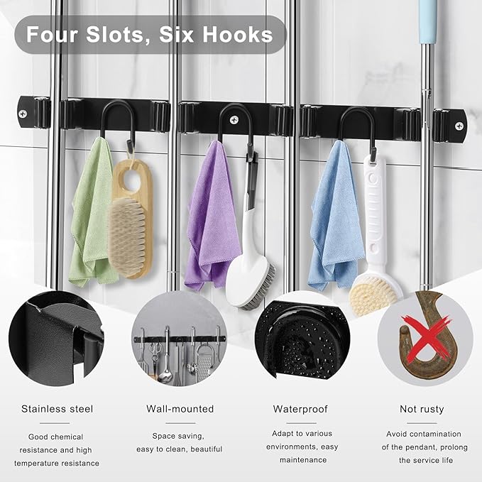 Mop Broom Holder Wall Mount - Image 3