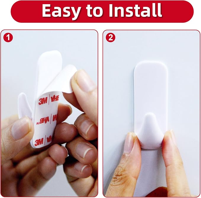 Wall Hooks for Hanging Heavy Duty, Large 12 Self Adhesive Wall - Image 3