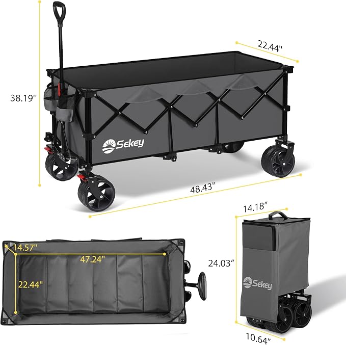 Sekey 48''L Collapsible Foldable Extended Wagon - Image 7