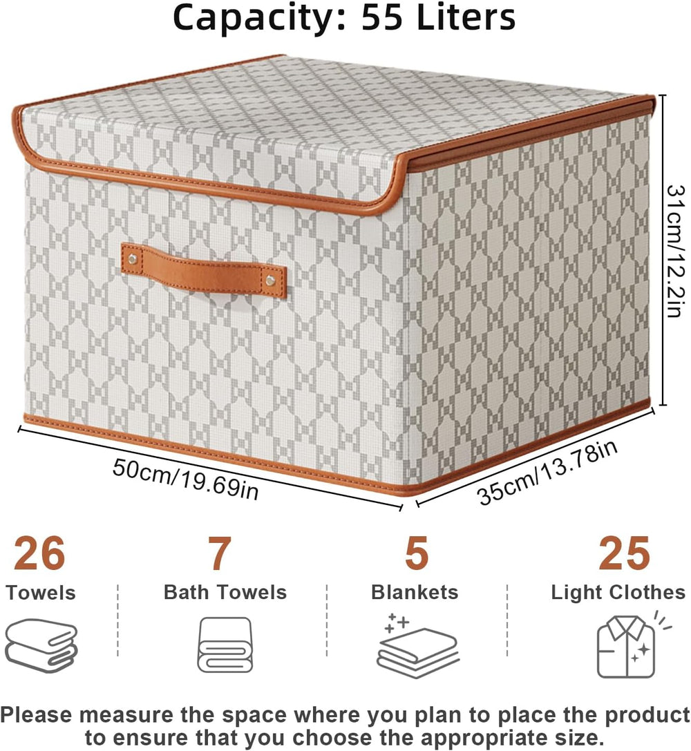 Tuza 4 Pack Fabric Storage Bins with Lids, Collapsible Closet Organizer Conta...