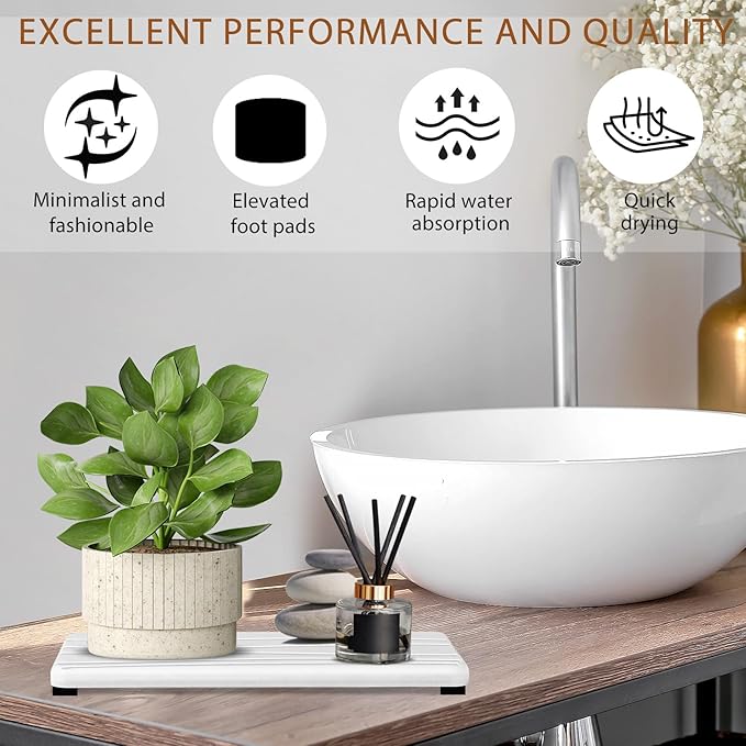2PCS Water Absorbing Stone Tray, Fast Drying Stone Sink Tray, Water Absorbent - Image 4