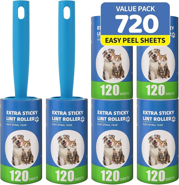 Extra Sticky Lint Roller Refills 6 Pack fit 3.8"-4" Standard Size Lint Roller by Bartuke