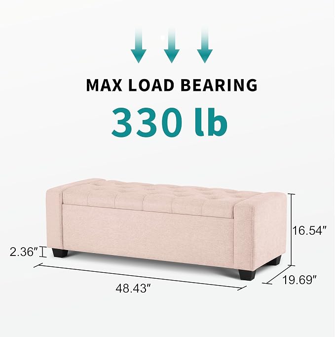 48" Ottoman with Storage, Upholstered Entryway Bench with Seating - Image 2