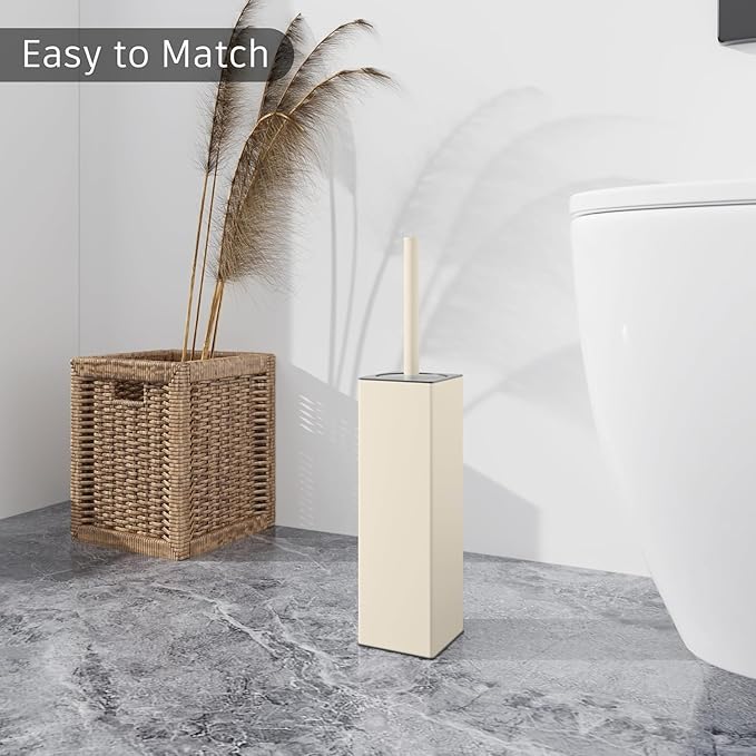 BVL Toilet Brush and Holder Set White Freestanding - Image 3