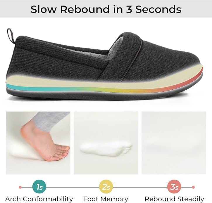 HomeTop Women's Comfy Loafer Slippers Lightweight Memory Foam Non-slip Indoor - Image 3