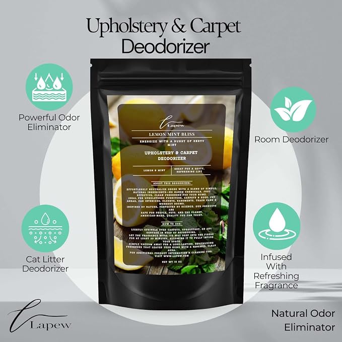 Lemon Mint Bliss Carpet Freshener Powder: Powerful Odor Eliminator - Image 4