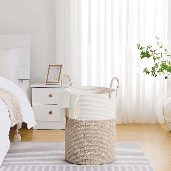 VIPOSCO Large Laundry Hamper, Tall Woven Rope Storage Basket - Image 4