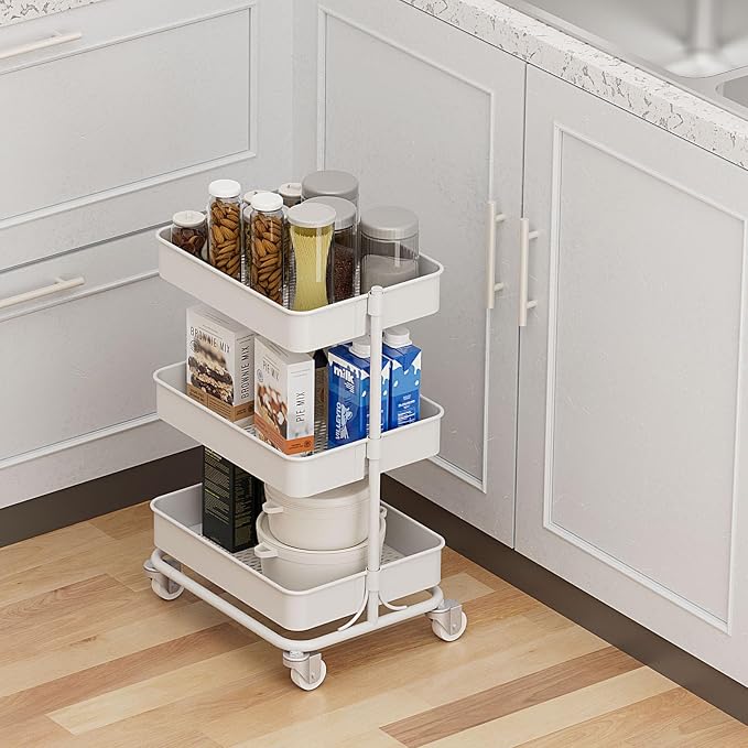 3-Tier Modern Metal Rolling Utility Cart - Image 3