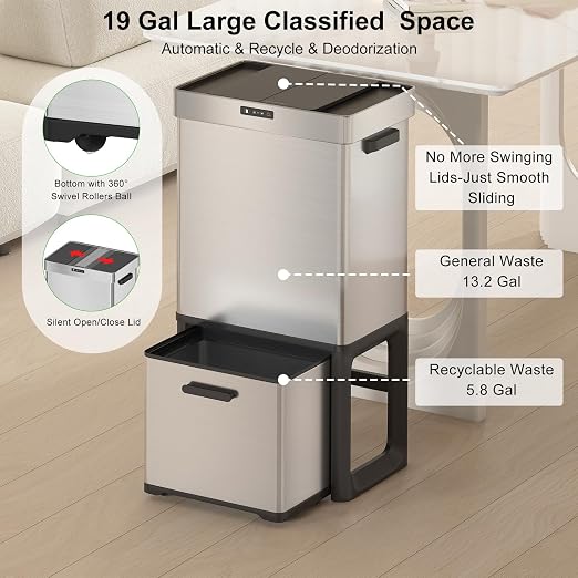 19 Gal Kitchen Automatic Motion Sensor Trash Can - Image 4