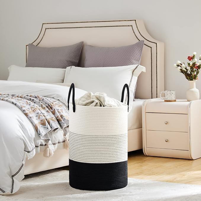 VIPOSCO Large Laundry Hamper, Tall Woven Rope Storage Basket - Image 4
