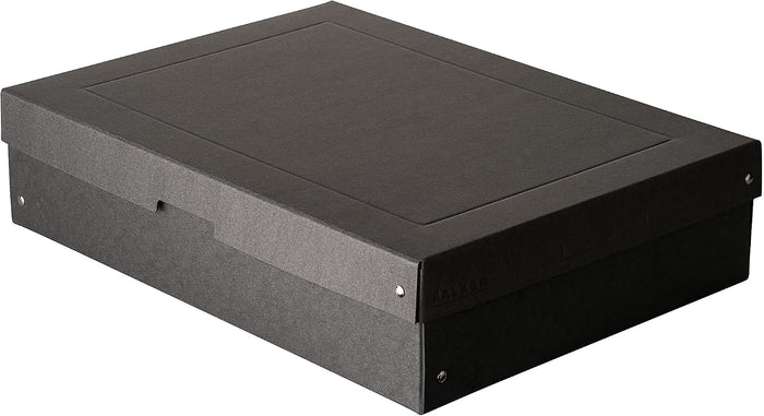 FALKEN Original PureBox Black Made in Germany 100 mm High DIN A3 Storage Box with Lid Made of Sturdy Recycled Cardboard Blue Angel Vegan Gift Box Transport Box Multi-Purpose Box