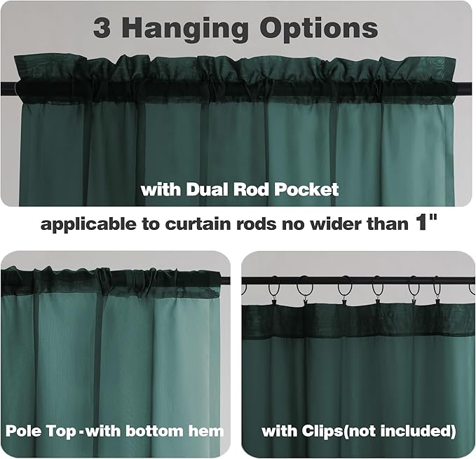 Chyhomenyc Sheer Valances for Windows 2 Pack, Small Window Curtains for Living - Image 4