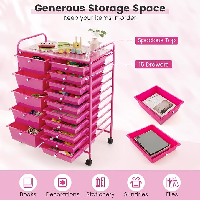 GOFLAME 15-Drawer Rolling Storage Cart, Utility Cart - Image 4