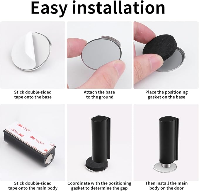 Magnetic Door Stoppers Black WYGWP Stainless Steel No Drilling Wedge Stops - Image 5