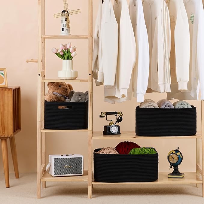 Large Storage Baskets for Shelves, Closet Organizers Bins for Clothes Blanket - Image 3