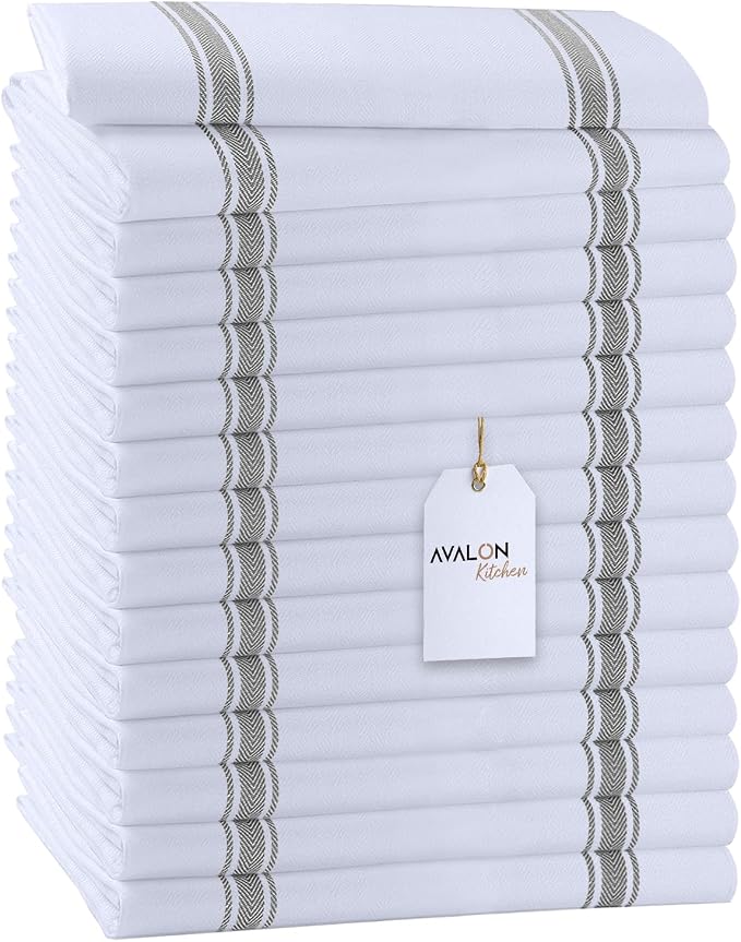 Dish Towels Set Size 15x25 Inch, 100% Cotton Soft & Absorbent Linen Kitchen by Avalon+Kitchen