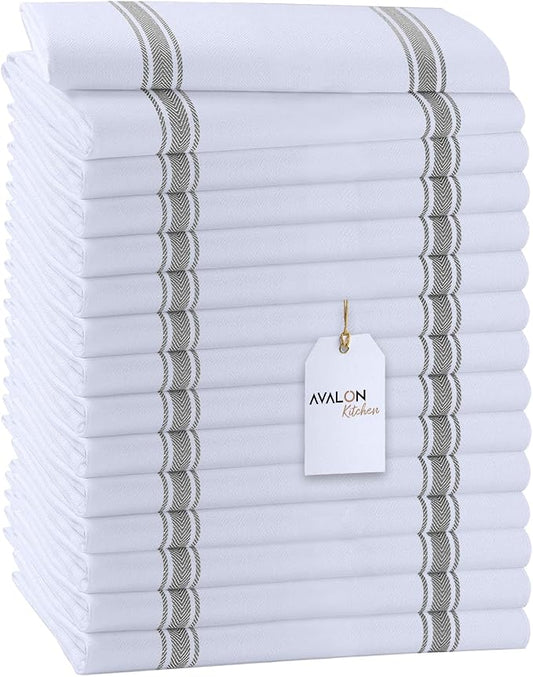 Dish Towels Set Size 15x25 Inch, 100% Cotton Soft & Absorbent Linen Kitchen by Avalon+Kitchen