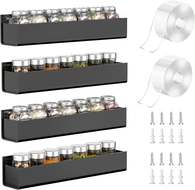PMMASTO Adhesive Acrylic Spice Rack Organizer