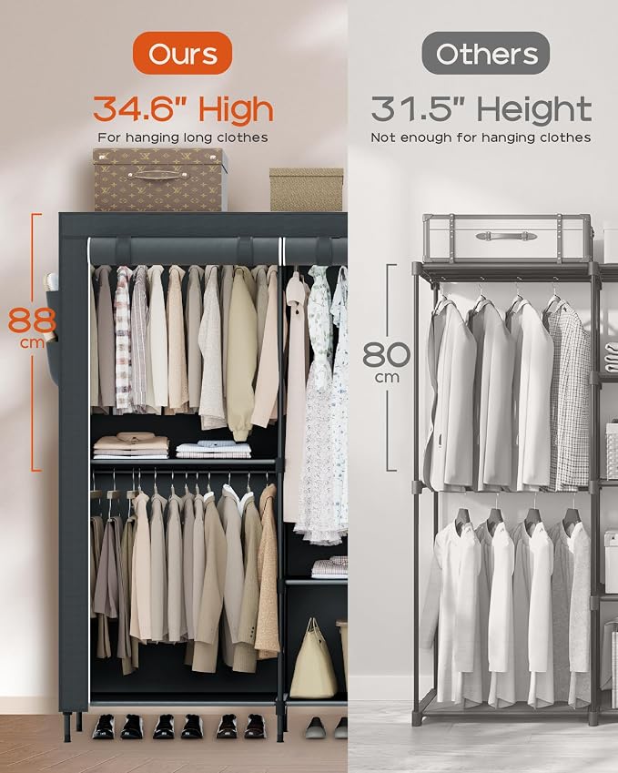 Clothes Rack, Portable Closet, 81.5 Inch Large Capacity Wardrobe Closet - Image 2