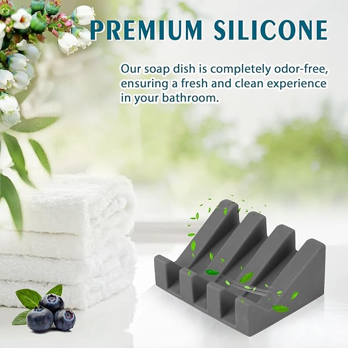 Silicone Soap Dish for Bar Soap Holder for Shower Bathroom Self Draining - Image 4