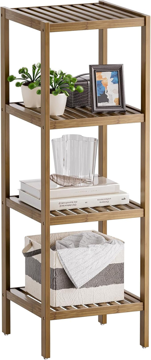 SMIBUY Bathroom Storage Shelf, 4-Tier Bamboo Rack Organizer by SMIBUY