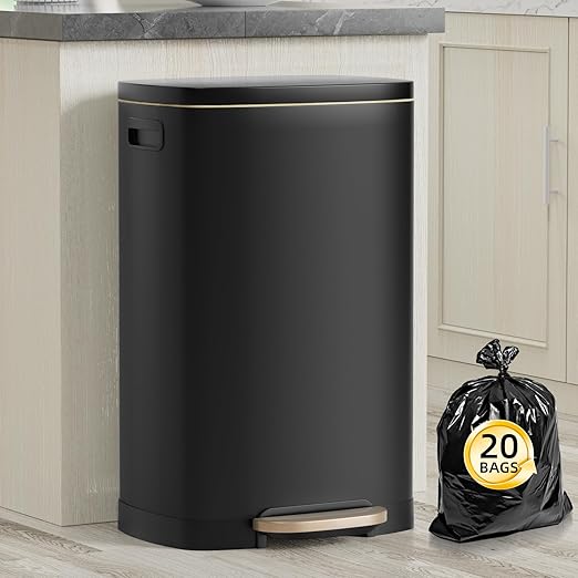 13 Gallon Trash Can with Lid, 50L Fingerprint Proof Stainless Steel Kitchen by trashcan