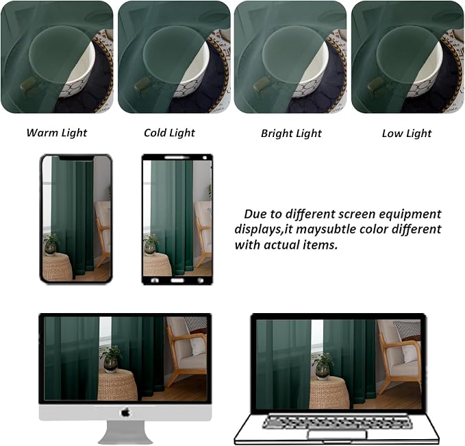 Chyhomenyc Stone Blue Sheer Curtains 84 Inch Length 2 Panels, Light Filtering - Image 4